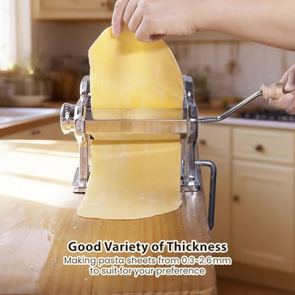 3-in-1 Pasta Maker, 9 Thickness Settings with Rollers & 2 Size Cutters