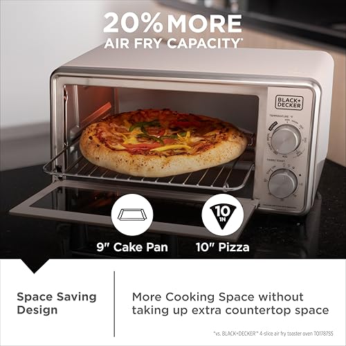 BLACK+DECKER Crisp N Bake™ PRO 4-Slice Digital Air Fry Toaster Oven, 5 Cooking Functions, Convection Countertop Oven, Fits 10” Pizza or 9” Cake Pan, 30-Minute Timer + Stay On, Stainless Steel Accents