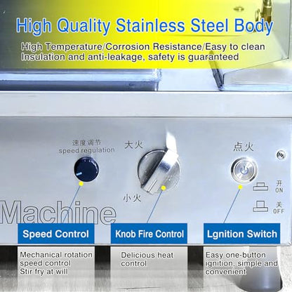 Koalalko Commercial Automatic Cooker with water spray,Automatic 360° Stir Fry Cooker,Automatic Cooking Machine,Drum Type Stir Frying Machine,Auto Cooking Wok Fried Machine (Propane, Countertop)