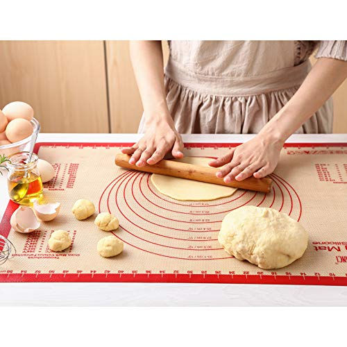 GUANCI Silicone Baking Mat Set of 6, Includes 25"x17.5" Large, 2 Medium 16.5"x11.6", 2 Small 11.75"x8.25", 9" Round, All Mats 0.70mm Thick, Non-Stick Reusable Baking Mats for Pizza, Cookie, Bread