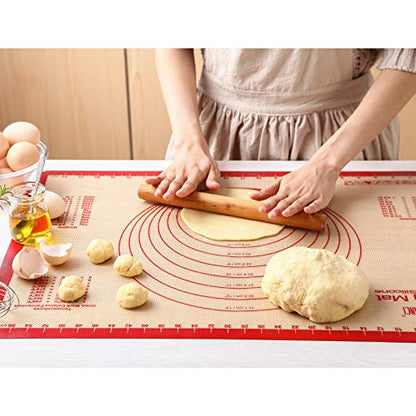 GUANCI Silicone Baking Mat Set of 6, Includes 25"x17.5" Large, 2 Medium 16.5"x11.6", 2 Small 11.75"x8.25", 9" Round, All Mats 0.70mm Thick, Non-Stick Reusable Baking Mats for Pizza, Cookie, Bread