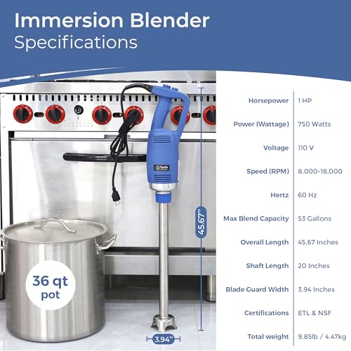 TK Commercial Immersion Blender 750W Heavy Duty for Restaurants - 20" Shaft