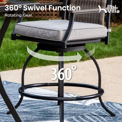 PHI VILLA Outdoor Bar Set, Patio 4 Chairs & Counter Height Table