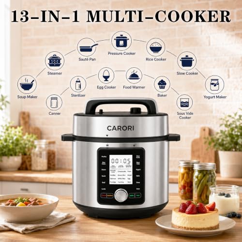 CARORI 8QT Electric Pressure Cooker, 24 Programs, Touch and Dial Control