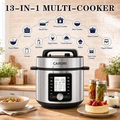 CARORI 8QT Electric Pressure Cooker, 24 Programs, Touch and Dial Control