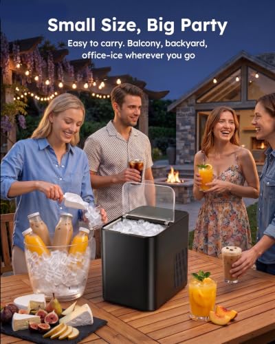 Simzlife Ice Maker Countertop, 26.5 lbs/Day, 8 Bullet Fast Ice in 6 Mins