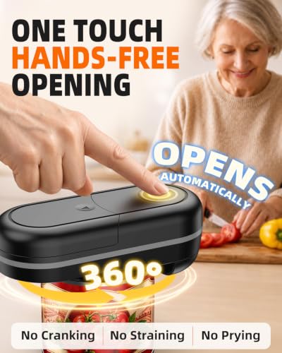 Electric Can Opener, One-Touch Automatic, Smooth Edge for Seniors