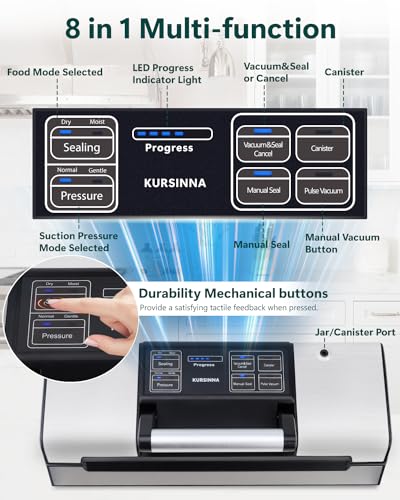 KURSINNA 95kPa Vacuum Sealer Machine, Stainless Steel Food Sealer