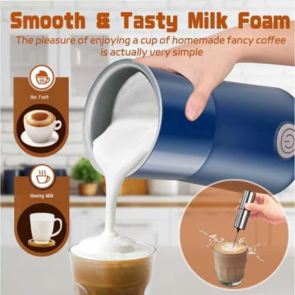 Seydere Simple Milk Frother, 2 in 1 Milk Steamer and Frother, Electric Milk Steamer, Milk Warmer and Hot Milk Foam Maker for Latter, Macchiato, Cappuccinos，Blue