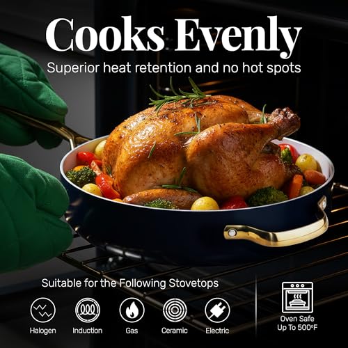 GOTHAM STEEL 4Qt Saute Pan with Lid, 12 Inch Deep Frying Pan with Lid, Large Nonstick Skillet for Cooking, Oven Safe Skillet, Family Sized Frying Pans, Induction Ready, Oven and Dishwasher Safe