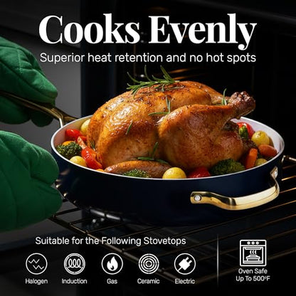 GOTHAM STEEL 4Qt Saute Pan with Lid, 12 Inch Deep Frying Pan with Lid, Large Nonstick Skillet for Cooking, Oven Safe Skillet, Family Sized Frying Pans, Induction Ready, Oven and Dishwasher Safe