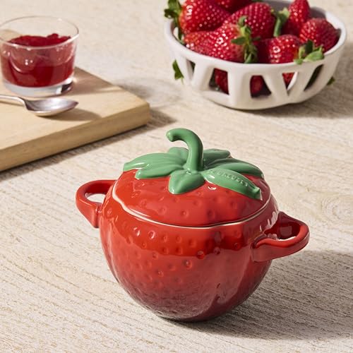 Le Creuset Stoneware Strawberry Mini Cocotte, 19 oz., Cerise