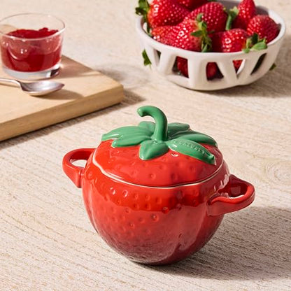 Le Creuset Stoneware Strawberry Mini Cocotte, 19 oz., Cerise