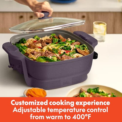 bella Fits-Anywhere™ SAUTE Make & Take Skillet, Non-Toxic Ceramic, Plum