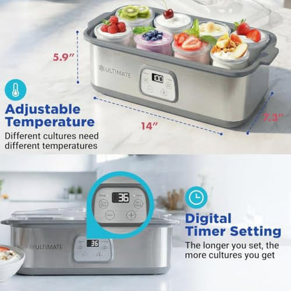 Ultimate Probiotic Yogurt Maker with TruTemp™ Adjustable Temperature & Time Control, Make Trillions of Live Probiotics for Gut Health, ULTIMATE LIFETIME WARRANTY, Wellness Gifts for Men & Women