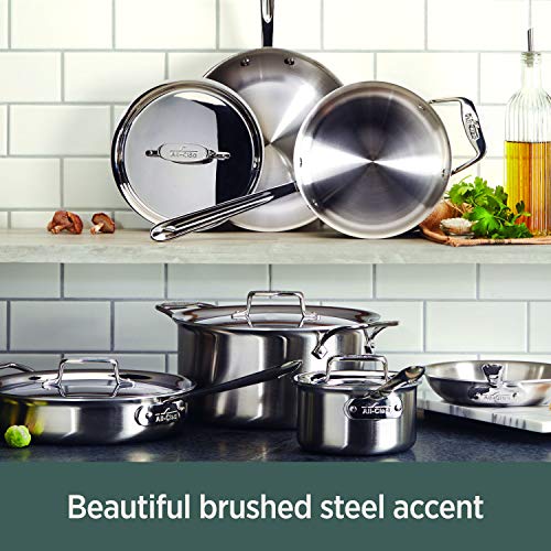 All-Clad D5 5-Ply Stainless Steel Sauce Pan 4 Quart Induction Oven Broiler Safe 600F Pots and Pans, Cookware Silver