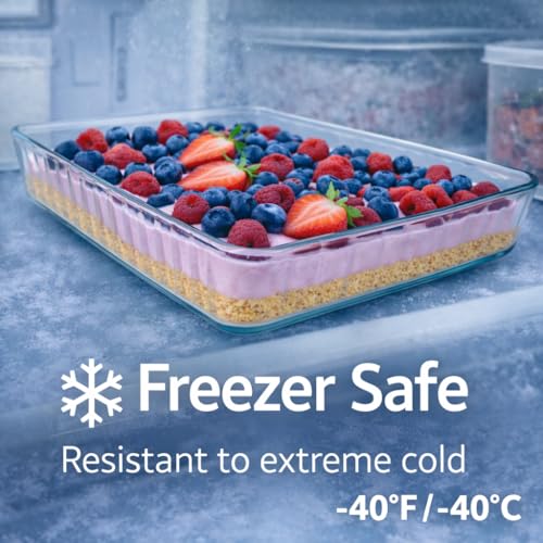 Ums 4-Qt (16" x 11" x 2") Glass Baking Dishes for Oven, Glass Oven Pan & Tray Bakeware, Borosilicate Glass Casserole Dish Cookware, Microwave & Oven-Safe Clear Bakeware