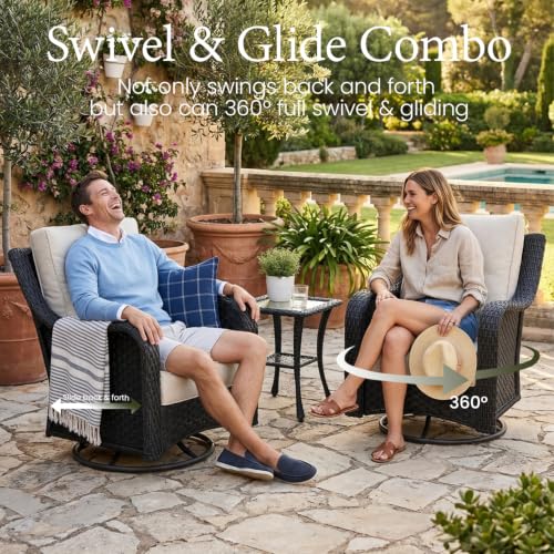 LayinSun 10 Piece Wicker Outdoor Furniture Set with 6-inch Comfy Cushions