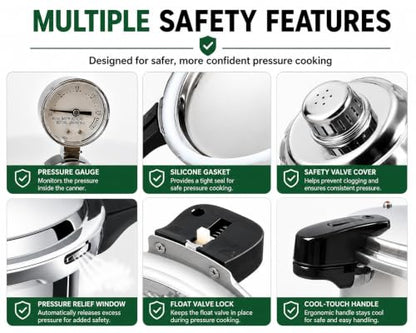 KILOGORGE 24qt pressure canner and canning pressure cooker with gauge,14.5PSI,practical 7pc Canning Supplies Starter Set,compatibility gas and induction cooktops, pressure cooker for canning (GREEN)