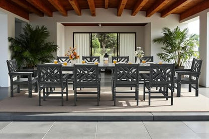 AXMOLM 12 Piece HDPE Outdoor Dining Set for 10, Patio Dining Furniture Set with 2 Table and Umbrella Hole, Outdoor Table and Chairs for Garden, Poolside, Backyard, Deck