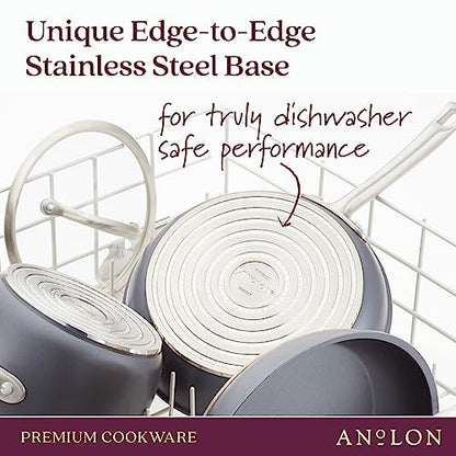 Anolon Accolade Forged Hard Anodized Nonstick Pots & Pans - Induction Cookware Set - 12 Piece - Moonstone Gray