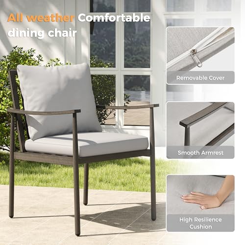HAPPATIO 9-Piece Aluminum Patio Dining Set,Aluminum Outdoor Dining Set with Cushions,8 Dining Chairs with Expandable Table with Umbrella Hole for Lawn, Garden, Backyard