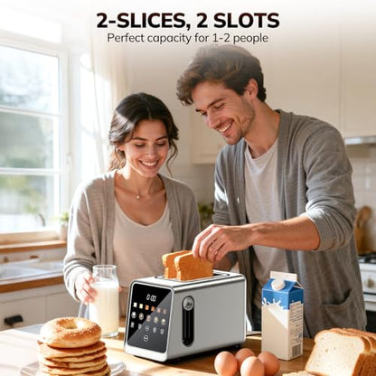 Keenstone 2 Slice Toaster, 1.5-Inch Wide Slots, 75-Degree Touchscreen