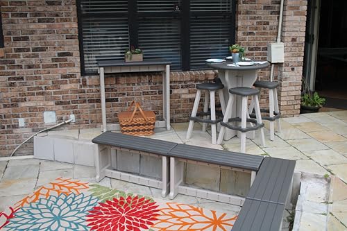 Leisure Accents Bench, Deep Grey Top with Warm Grey Sides, 1 Pack - Proudly Made in The USA, Click and Lock Hardware-Free Assembly, Durable and Stylish Outdoor Seating