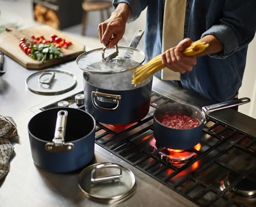 Joseph Joseph Space 6-Piece Nonstick Sauce Pan Set with Lids, Nesting Design, Ceramic Coating, Induction & Oven Safe
