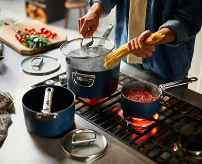 Joseph Joseph Space 6-Piece Nonstick Sauce Pan Set with Lids, Nesting Design, Ceramic Coating, Induction & Oven Safe