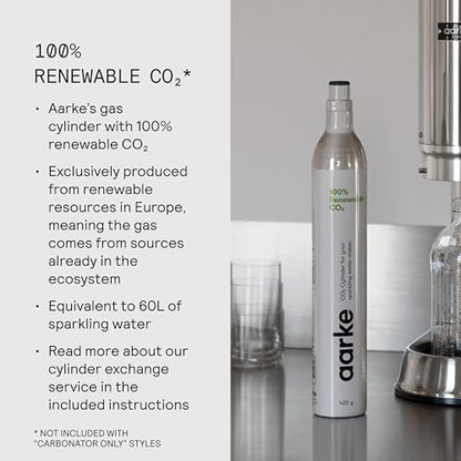 Aarke Carbonator Pro, Sparkling & Carbonation Water Machine, Stainless Steel with Glass Reusable Bottle Volume 800 mL/27 fl oz (Stainless Steel)