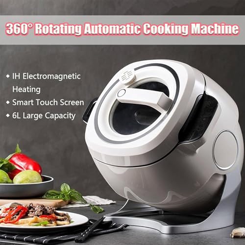 6L Automatic Cooking Machine,2000W auto Cooking Wok Fried Rice Machine,One-Click Smart Start, Three Speed Adjustable,360 ° Automatic Rotation, for Stir Frying,Stewing,Cooking,110V