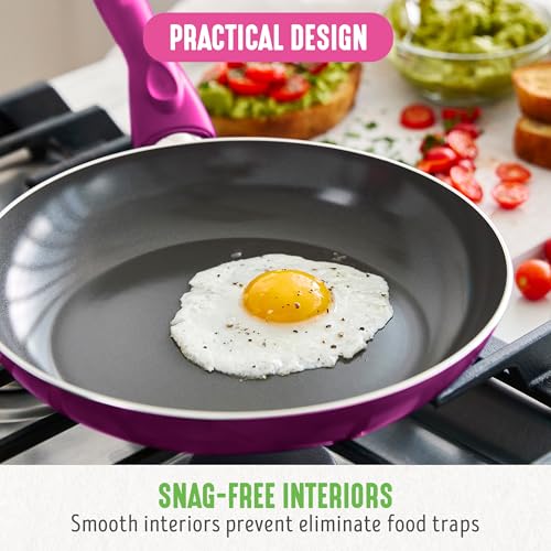 GreenLife Essentials 8" Frying Pan Skillet, PFAS-Free Ceramic Nonstick, Induction Ready Cookware, Dishwasher Safe, Magenta Pink