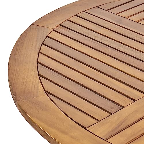Christopher Knight Home Verle Wooden Patio Dining Set for 4, Acacia Wood Outdoor Dining Table Set for 4, 5 Piece Outdoor Dining Set with Round Table and Armchair with Seat Cushion, Teak+Beige