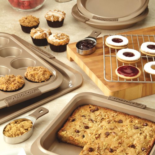 Anolon 57328 Advanced Nonstick Bakeware Set / Baking Pans with Grips - 5 Piece, Brown