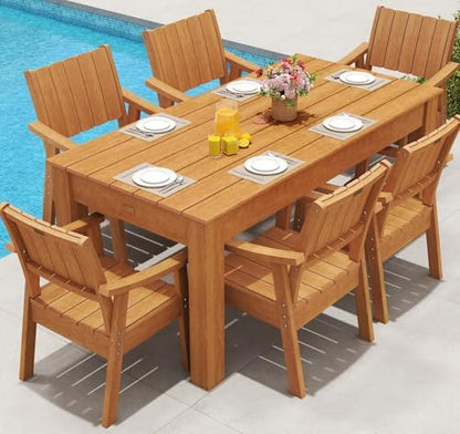 ZHUSI Patio Table and Chairs Set, Outdoor Table and Chairs,HIPS Outdoor Dining Set with Umbrella Hole for Backyard, Poolside