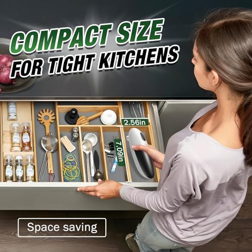 Electric Can Opener, One Press Start/Stop, Automatic Can Opener with Smooth Edge, Hands Free, Battery Powered, Electric Can Openers for kitchen, Can Openers for Seniors with Arthritis, black