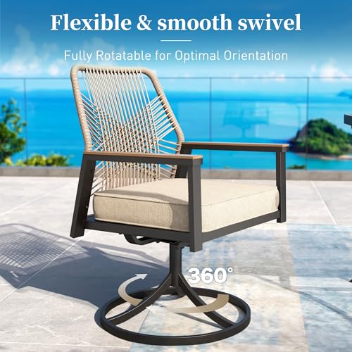 SUNSHINE VALLEY 7pc Patio Dining Set, 59" Metal Table & 6 Rattan Chairs
