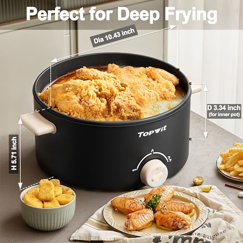 TOPWIT 4L Electric Pot, Non-Stick Hot Pot Electric with Dual Power