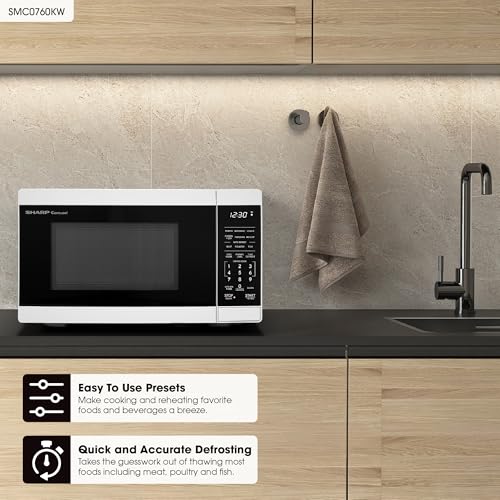 SHARP Compact Countertop Microwave Oven with Removable 10" Carousel Turntable, 700 Watt, 0.7 Cubic Feet, White