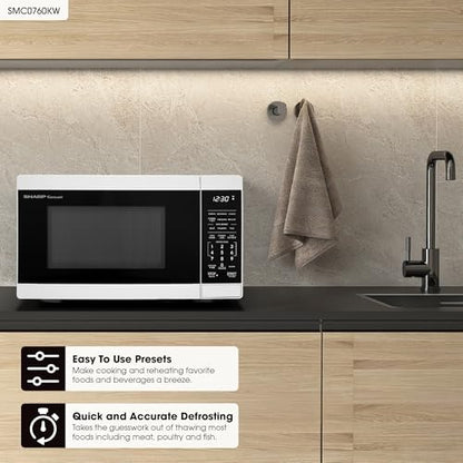 SHARP Compact Countertop Microwave Oven with Removable 10" Carousel Turntable, 700 Watt, 0.7 Cubic Feet, White