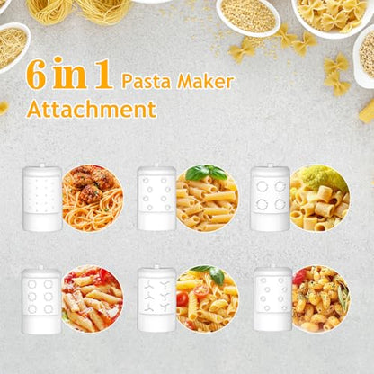 Pasta Maker Attachment for Kitchenaid Stand Mixer with 6 Different Shapes of Pasta Outlet, Durable for Kitchenaid Accessories and Attachments, Dishwasher Safe