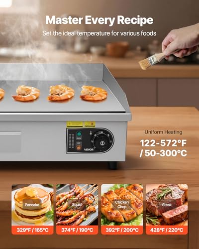 VEVOR Commercial Electric Griddle, 30" No Plug, Countertop Flat Top Griddle