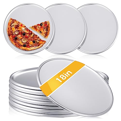 Rtteri 12 Pcs Pizza Pan Bulk Restaurant Aluminum Pizza Pan Set Round Pie Cake Plate Rust Free Cake Tray for Oven Baking Home Kitchen Restaurant Easy Clean (18 Inch)