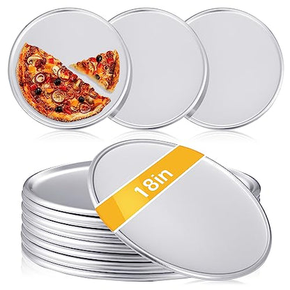Rtteri 12 Pcs Pizza Pan Bulk Restaurant Aluminum Pizza Pan Set Round Pie Cake Plate Rust Free Cake Tray for Oven Baking Home Kitchen Restaurant Easy Clean (18 Inch)