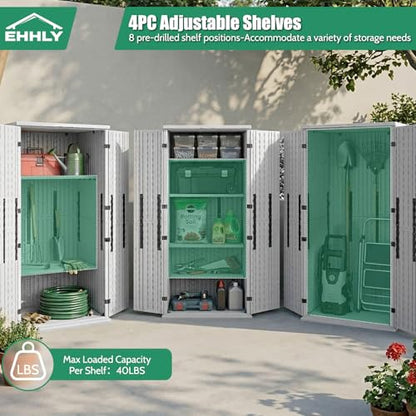 EHHLY Heavy Duty Tall Storage Cabinet Outdoor Weatherproof, 28 Cuft Garage Storage Cabinet with 4 Adjustable Shelves, Lockable Kitchen Pantry Closer Organizer, 31Wx23Lx66H, Polar White