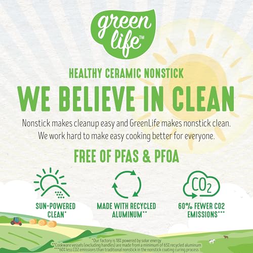 GreenLife Soft Grip Healthy Ceramic Nonstick 18 Piece Kitchen Cookware Pots and Frying Sauce Saute Pans Set, PFAS-Free with Kitchen Utensils and Lid, Dishwasher Safe, Turquoise
