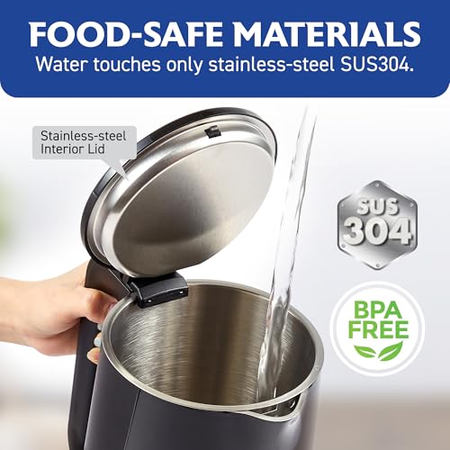Elite Gourmet 1.7L Cool-Touch 1500W Fast Boil Kettle, Double Wall, Black