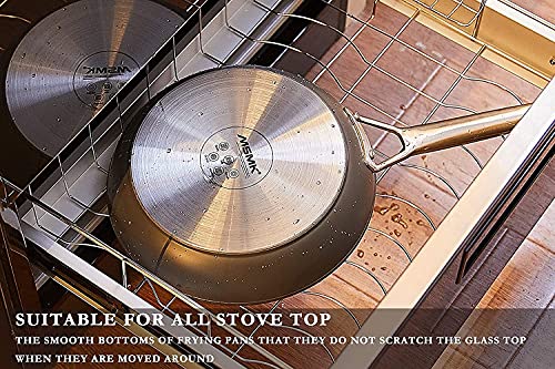MsMk Small Frying pan, 8-inch Nonstick Durable Egg Omelet Skillet with Stay-Cool Handle, Limestone Non Stick Coating From GRE, 4mm Stainless Steel Base Induction, Oven Safe, Dishwasher Safe