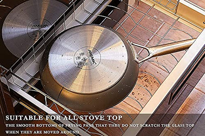 MsMk Small Frying pan, 8-inch Nonstick Durable Egg Omelet Skillet with Stay-Cool Handle, Limestone Non Stick Coating From GRE, 4mm Stainless Steel Base Induction, Oven Safe, Dishwasher Safe